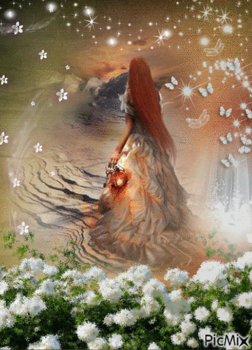 femme paysage - Zdarma animovaný GIF
