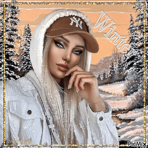 portrait d'une adolescente en hiver - Δωρεάν κινούμενο GIF