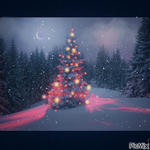 Snow and tree for my friend CB - Animovaný GIF zadarmo