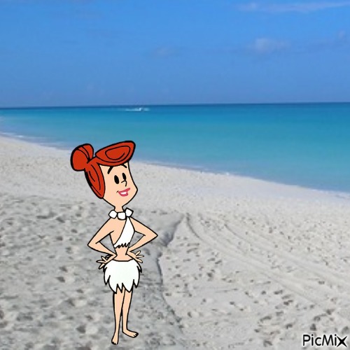 Wilma at the beach (my 2,450th PicMix) - gratis png