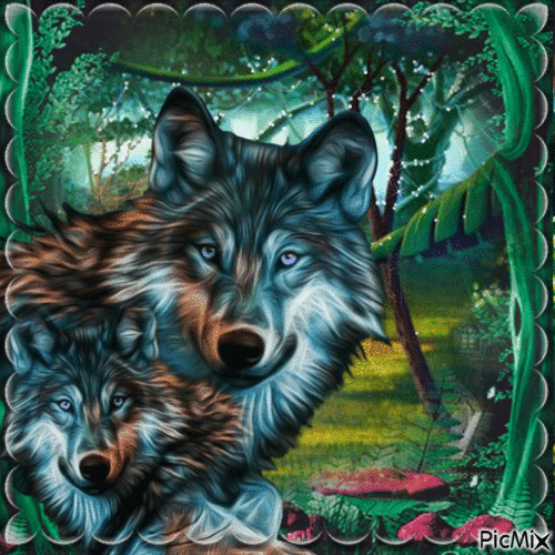deux loups - 無料のアニメーション GIF