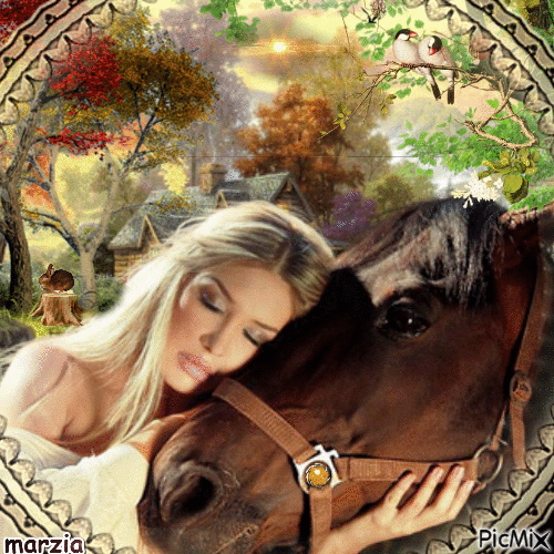 chevaux avec une femme - Δωρεάν κινούμενο GIF