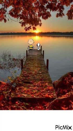 autumn dock snoopy charlie brown october good night - Free PNG