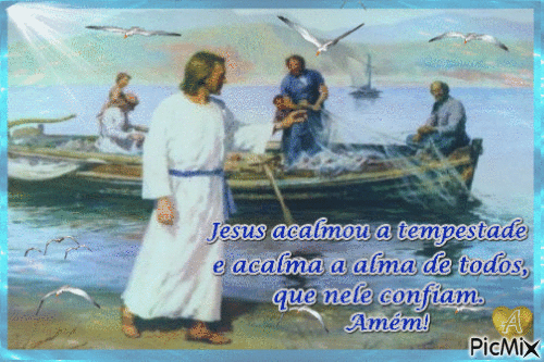 Jesus acalma a tempestade - Ingyenes animált GIF