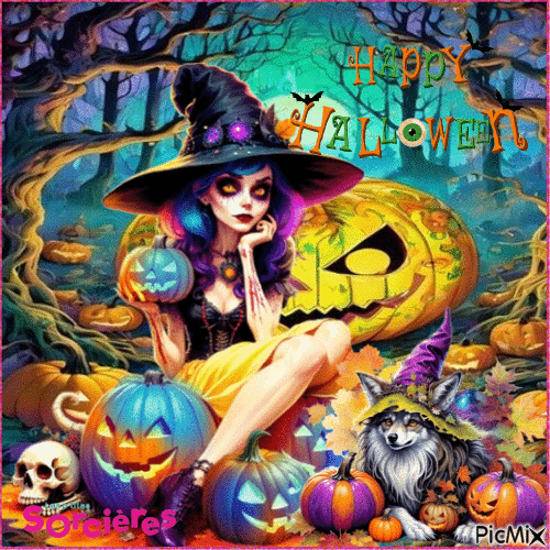 sorcière halloween - 無料のアニメーション GIF