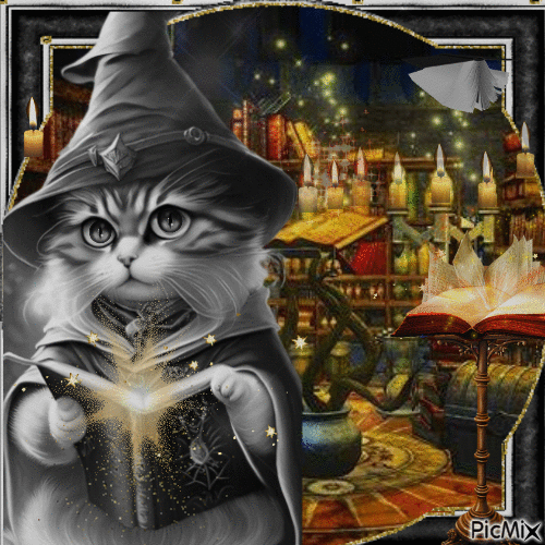Gato negro mágico - Ingyenes animált GIF