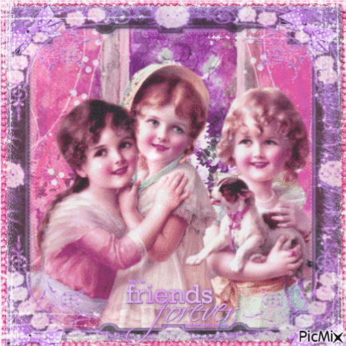 Vintage friends Pink and mauve tones - Darmowy animowany GIF