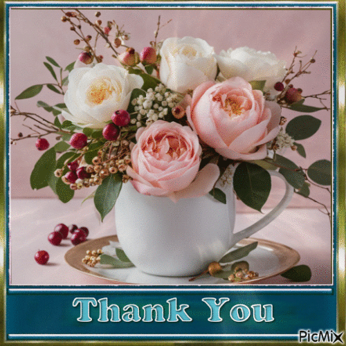 Tasse Blumen - Danke - Gratis geanimeerde GIF