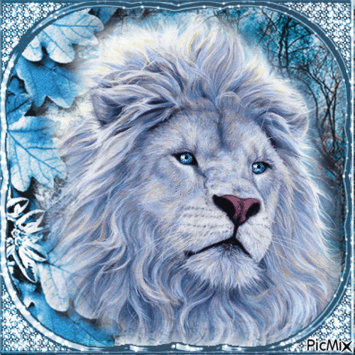 Löwenkopf in Hellblauen Farbtönen - Kostenlose animierte GIFs