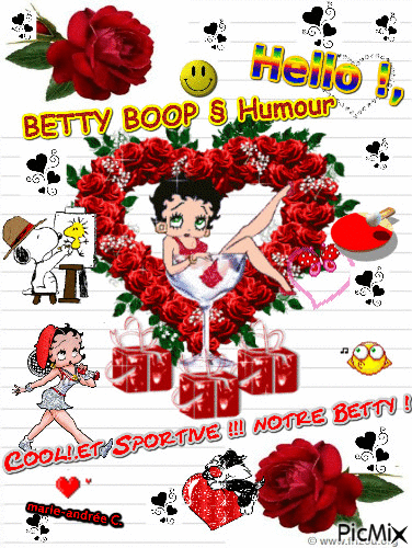 Coeur,Fleur § Humour - Betty Boop . Cool - sport . § Rires,sourire. - Ingyenes animált GIF