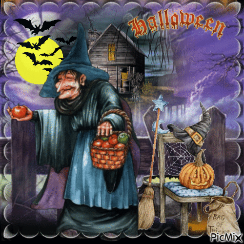 halloween avec une gothic - GIF animé gratuit