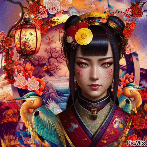 Portrait d'une femme orientale - GIF animé gratuit