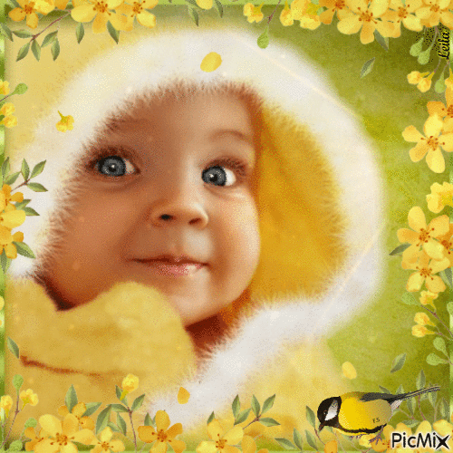Baby, bird, yellow, lime. Contest - Bezmaksas animēts GIF