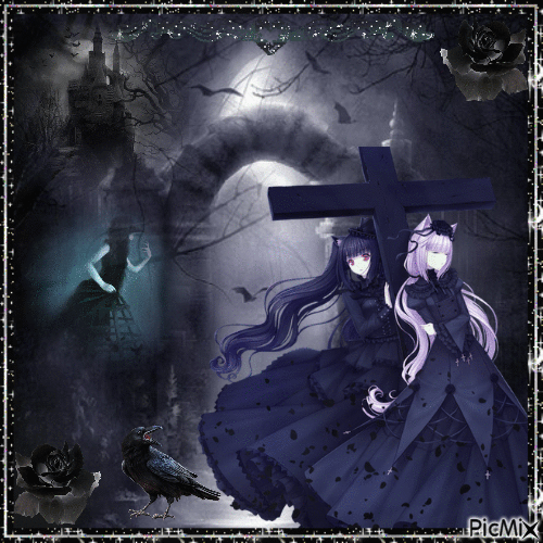 Girls In a gothic world - Free animated GIF