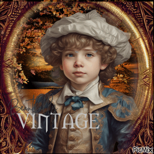 Enfant vintage en automne - Gratis geanimeerde GIF