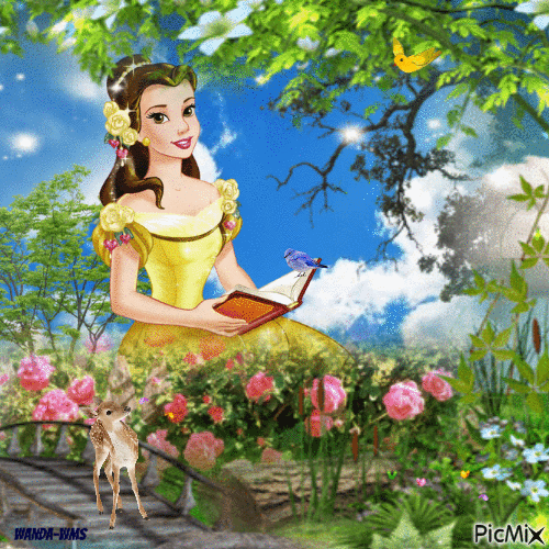 Disney-princess-belle-cartoon - GIF animé gratuit