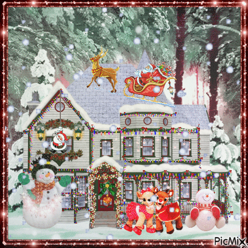 Christmas House - Ilmainen animoitu GIF