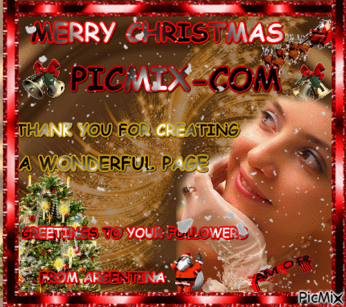 Picmix Merry Christmas - Бесплатный анимированный гифка