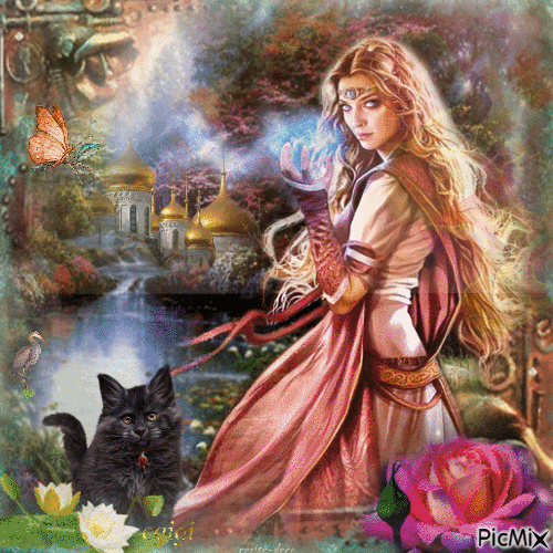 magic woman art fantasy - GIF animé gratuit