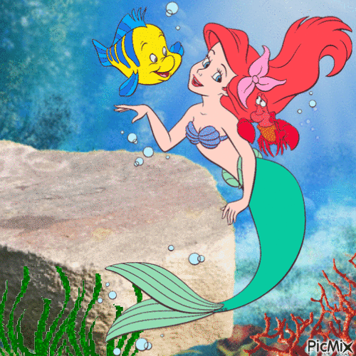 Ariel, Sebastian and Flounder (my 2,400th PicMix) - GIF animé gratuit