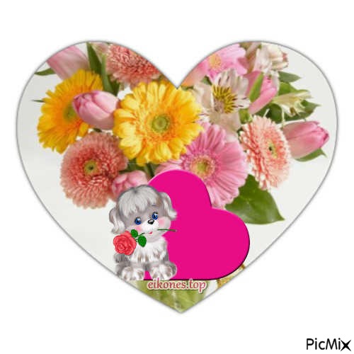 flowers-heart - zdarma png