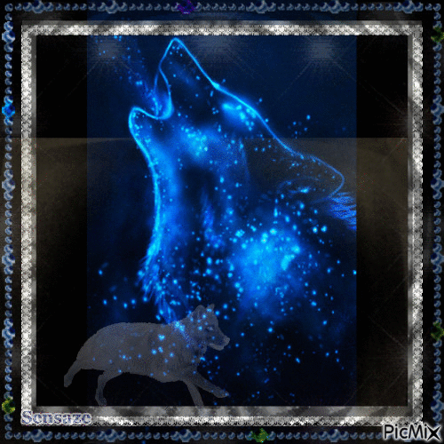 Listen to the wolf howling - GIF animado gratis