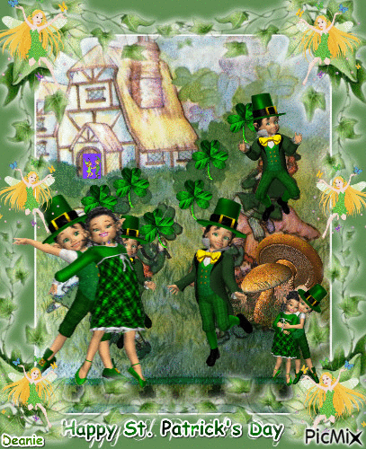 St. Patrick's Day Dancing Elves - Free animated GIF
