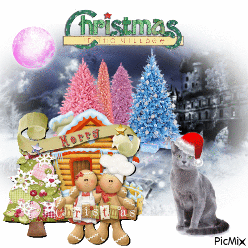 Christmas In The Village - Бесплатный анимированный гифка