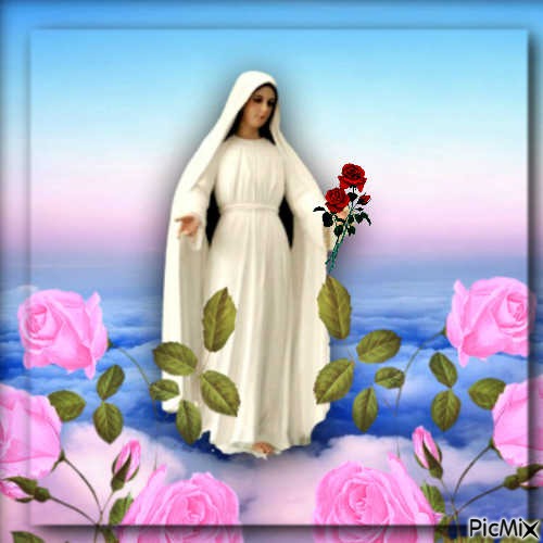 BLESSED MOTHER and ROSES - bezmaksas png
