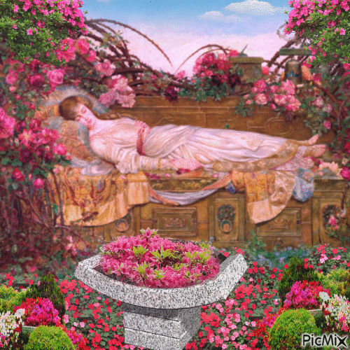 sleeping in the garden - Darmowy animowany GIF