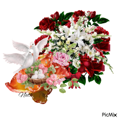 Un magnifique bouquet de fleure - Бесплатни анимирани ГИФ