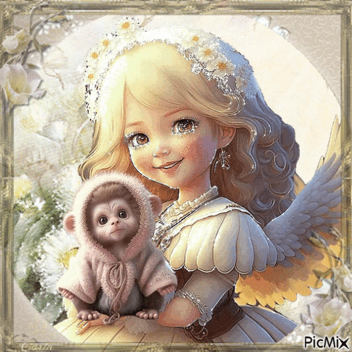 Enfant Fantasy avec un singe. - Zdarma animovaný GIF