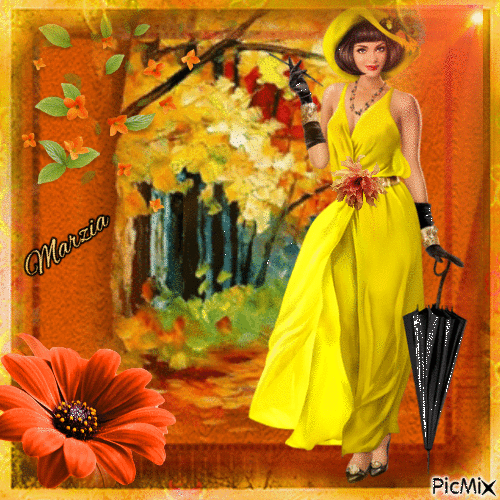 Marzia - donna in giallo - GIF animado grátis