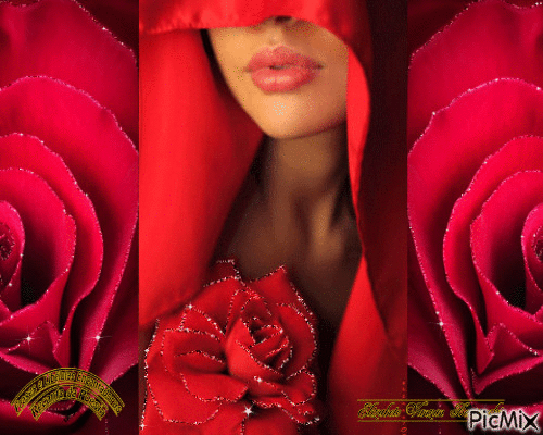mulhe e rosas - Animovaný GIF zadarmo