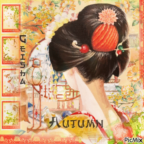 Autumn geisha - GIF animado grátis