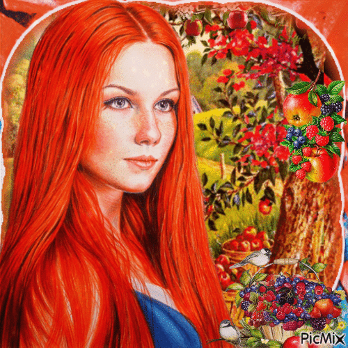 Portrait of red-haired woman - Zdarma animovaný GIF