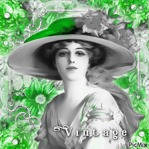 woman vintage green - Gratis geanimeerde GIF