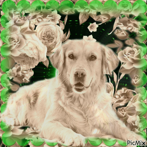 Labrador Retriever - Sepia und Grün - Безплатен анимиран GIF