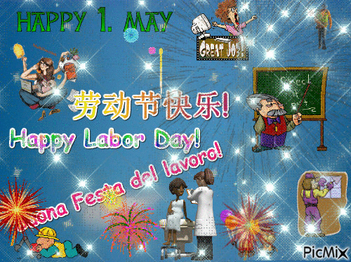 劳动节快乐! Happy Labor Day Buona Festa del lavoro! - GIF animé gratuit