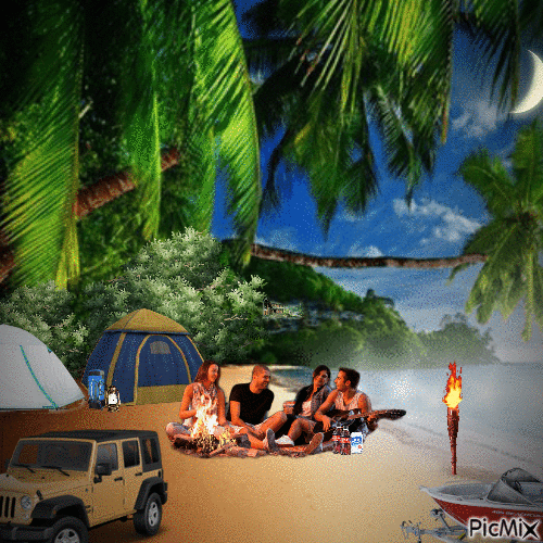 Camp Out On The Beach - GIF animé gratuit