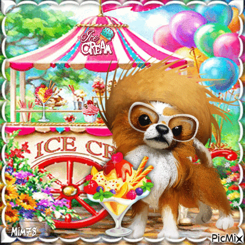 Chien et glace - Free animated GIF