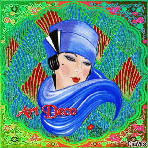 Art Deco - Red, green and blue tones - 免费动画 GIF