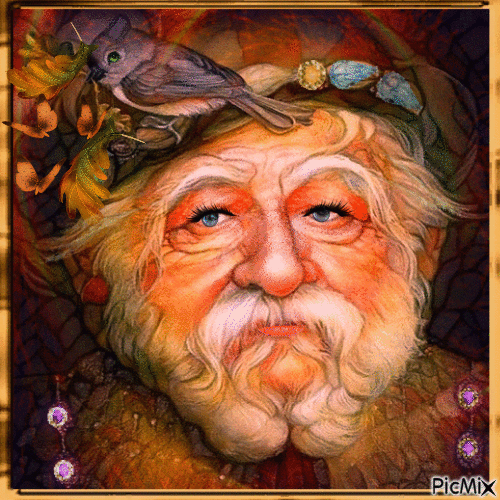 Арт портрет старца - Gratis geanimeerde GIF