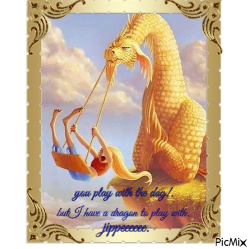 I have a dragon to play with, jippeeeee! - gratis png