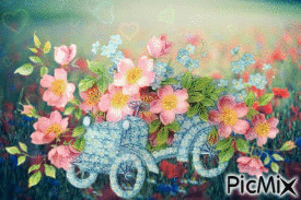charette de fleurs - Bezmaksas animēts GIF