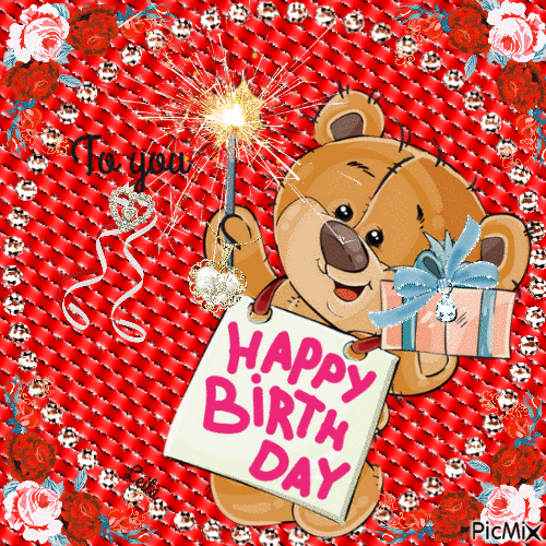 Happy Birthday to you. Teddy. - GIF animasi gratis