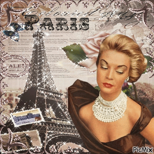 Vintage mujer en París - Nemokamas animacinis gif