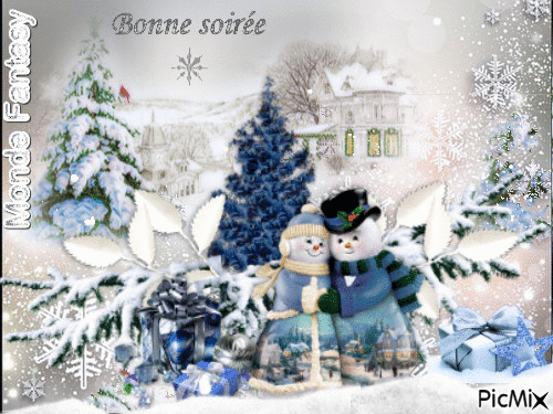 couple de bonhomme de neige - Безплатен анимиран GIF