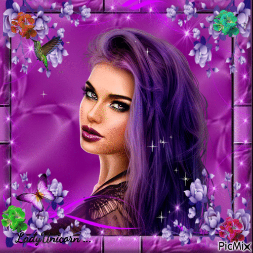 Purple Woman in Decor - Бесплатный анимированный гифка