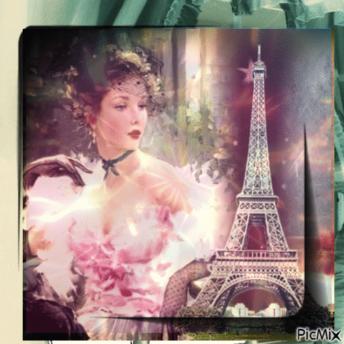 Mulher vintage em Paris - GIF animado gratis